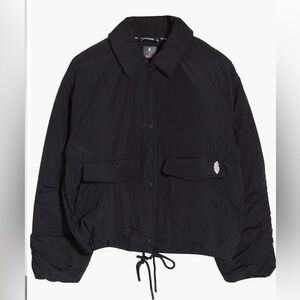 Free People Movement Off The Bleachers Black Button-Up Jacket